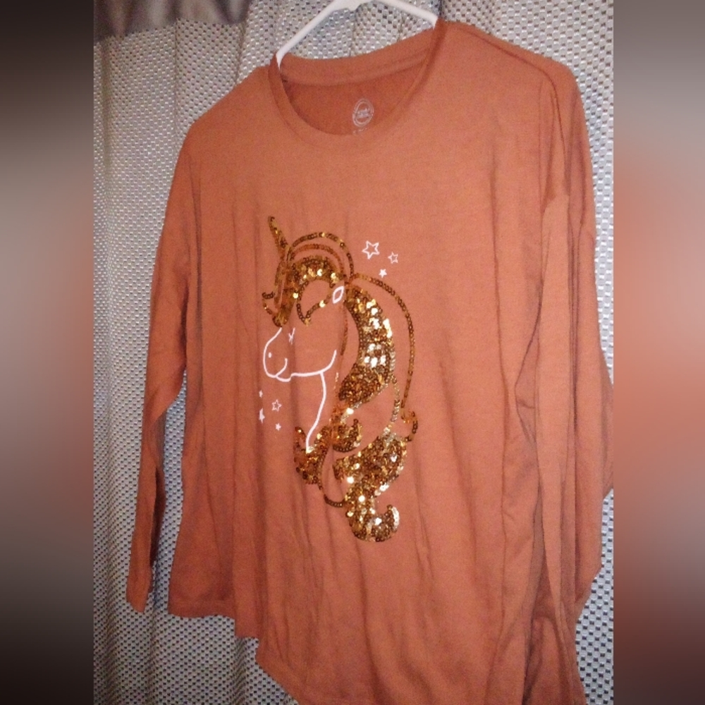 Wonder Nation Long Sleeve Sequin Unicorn Shirt